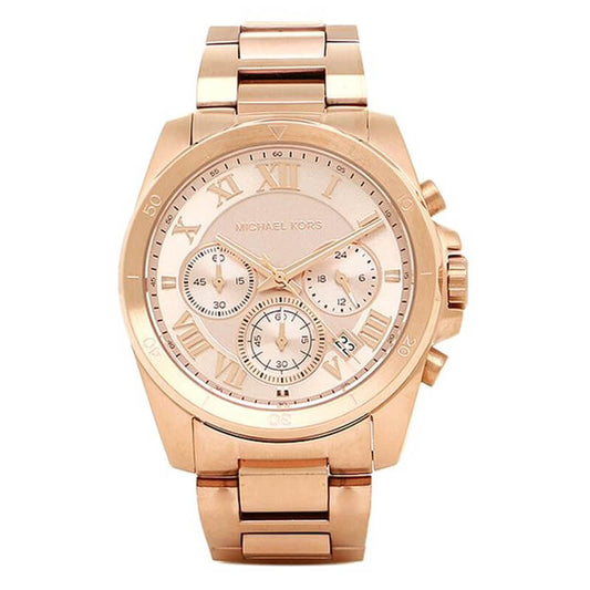 Michael Kors Brecken Chronograph Quartz Rose Gold Dial Rose Gold Steel Strap Watch For Women - MK6367