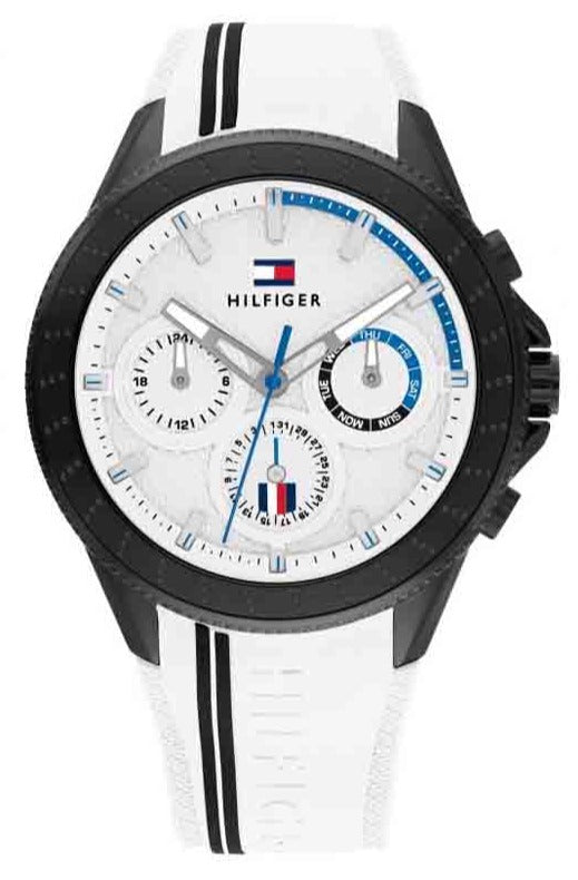 Tommy Hilfiger Aiden Chronograph White Dial White Rubber Strap Watch For Men - 1791862