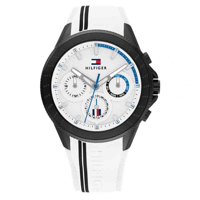 Tommy Hilfiger Aiden Chronograph White Dial White Rubber Strap Watch For Men - 1791862