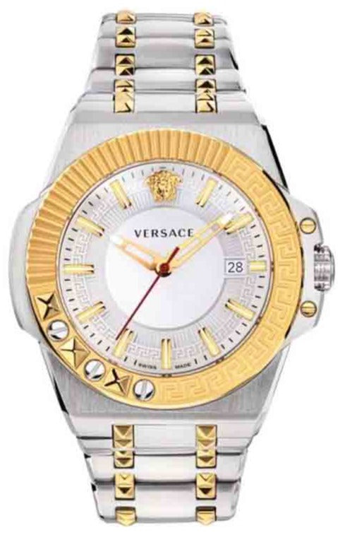 Versace Chain Reaction Quartz White Dial Two Tone Steel Strap Watch for Men - VEDY00519