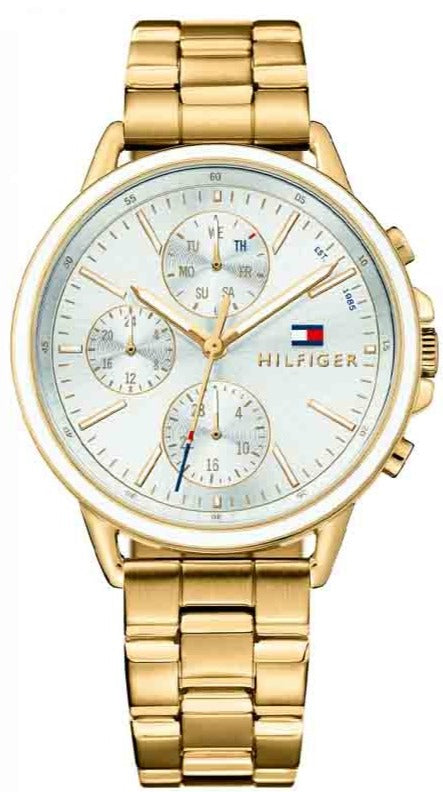 Tommy Hilfiger Carly White Dial Gold Stainless Steel Strap Watch for Women - 1781786