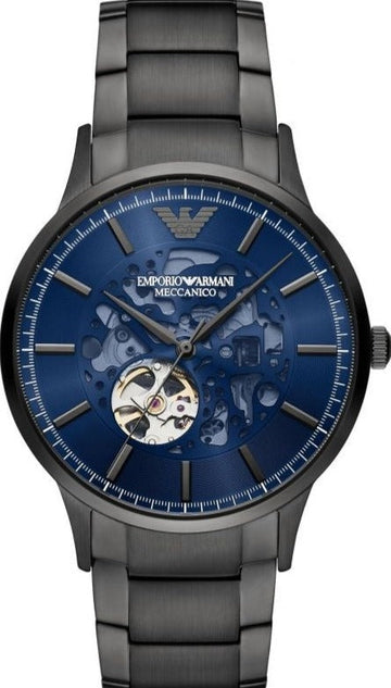 Emporio Armani Renato Automatic Blue Dial Grey Steel Strap Watch For Men - AR60056