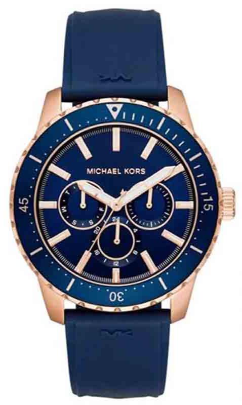 Michael Kors Cunningham Multifunction Blue Dial Blue Rubber Strap Watch For Men - MK7163