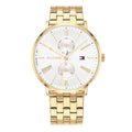 Tommy Hilfiger Jenna Quartz White Dial Gold Steel Strap Watch for Women - 1782069