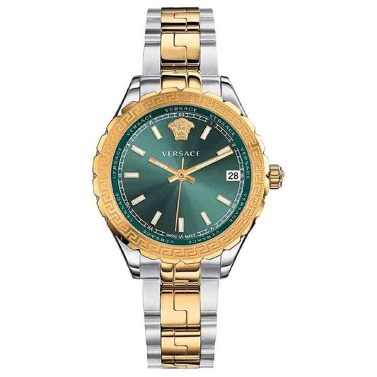 Versace Hellenyium Green Dial Two Tone Steel Strap Watch for Women - V12050015