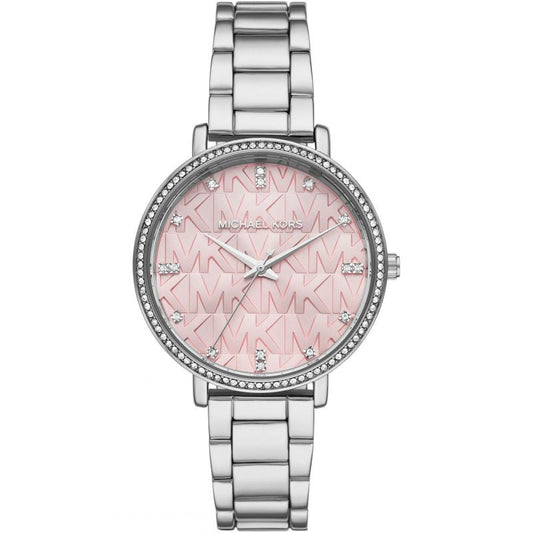 Michael Kors Pyper Three Hand Pink Dial Silver Steel Strap Watch For Women - MK4631