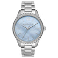 Michael Kors Layton Chronograph Mother of Pearl Blue Dial Silver Steel Strap Watch For Women - MK6847