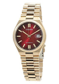 Citizen Tsuyosa Automatic Red Dial Gold Steel Strap Watch For Men - NJ0153-82X