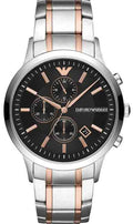 Emporio Armani Chronograph Black Dial Two Tone Steel Strap Watch For Men - AR11165