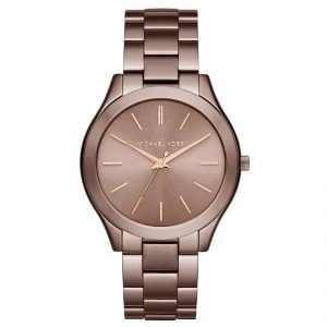 Michael Kors Runway Quartz Brown Dial Brown Steel Strap Watch For Women - MK3418