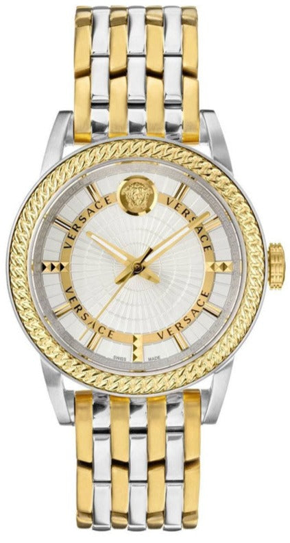 Versace V Eternal Quartz White Dial Two Tone Steel Strap Watch For Men - VEPO00620