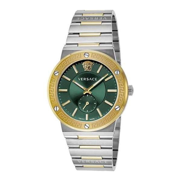 Versace Hellenyium Quartz Green Dial Silver Steel Strap Watch For Men - VEVK00420