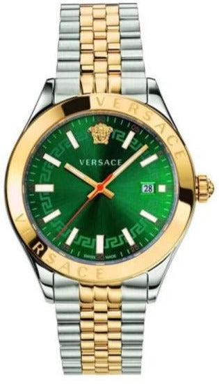 Versace Hellenyium Quartz Green Dial Two Tone Steel Strap Watch For Men - VEVI00620