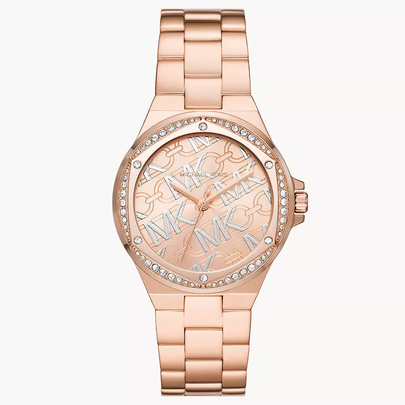 Michael Kors Lennox Quartz Rose Gold Dial Rose Gold Steel Strap Watch For Women - MK7405