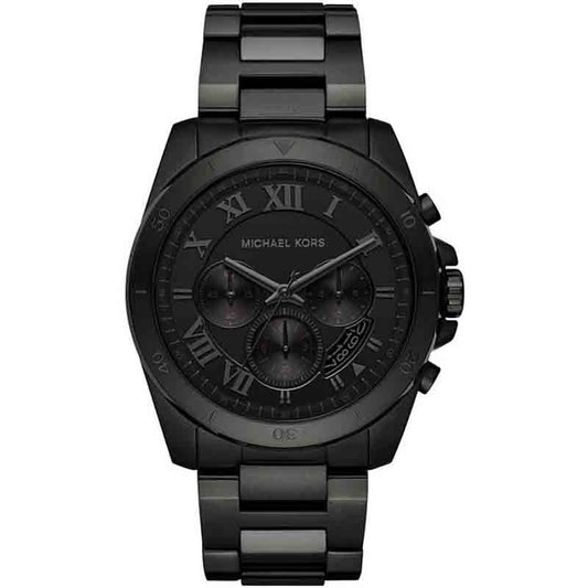 Michael Kors Brecken Chronograph Black Dial Black Steel Strap Watch For Men - MK8482