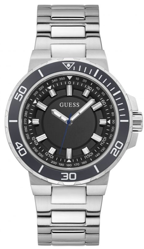 Guess Track Black Dial Silver Steel Strap Watch for Men - GW0426G1