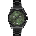 Emporio Armani Federico Chronograph Green Dial Black Steel Strap Watch For Men - AR11562