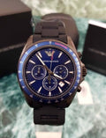 Emporio Armani Sigma Chronograph Blue Dial Black Silicone Strap Watch For Men - AR6121