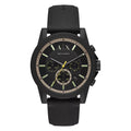 Armani Exchange Outerbanks Chronograph Black Dial Black Silicone Strap Watch For Men - AX1343