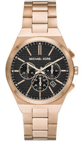 Michael Kors Lennox Chronograph Black Dial Rose Gold Steel Strap Watch For Men - MK9119