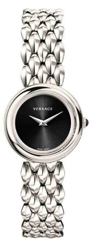 Versace V-Flare Quartz Black Dial Silver Steel Strap Watch for Women - VEBN00618