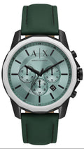 Armani Exchange Banks Chronograph Green Dial Green Leather Strap Watch For Men - AX1725