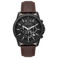 Armani Exchange Outerbanks Chronograph Black Dial Brown Leather Strap Watch For Men - AX1732