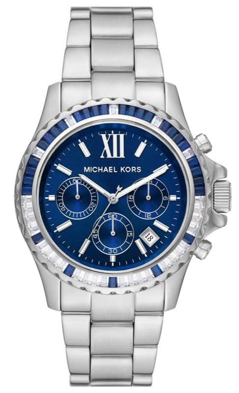 Michael Kors Everest Chronograph Blue Dial Silver Steel Strap Watch For Women - MK7237