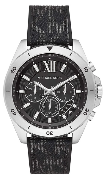 Michael Kors Brecken Chronograph Black Dial Black PVC Strap Watch For Men - MK8850