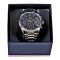 Tommy Hilfiger Baker Quartz Blue Dial Silver Steel Strap Watch For Men - 1710448