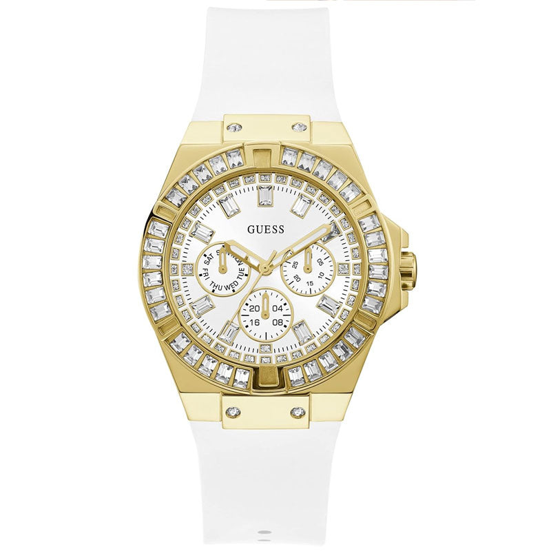 Guess Venus Diamonds White Dial White Rubber Strap Watch for Women - GW0118L5