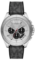 Michael Kors Brecken Chronograph Silver Dial Grey Rubber Strap Watch For Men - MK8922