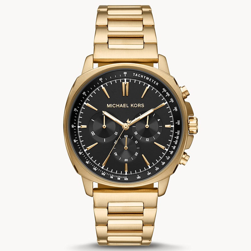 Michael Kors Sullivan Quartz Black Dial Gold Steel Strap Watch For Men - MK8969
