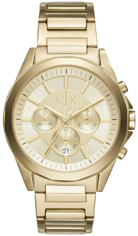 Armani Exchange Drexler Chronograph Gold Dial Gold Steel Strap Watch For Men - AX2602