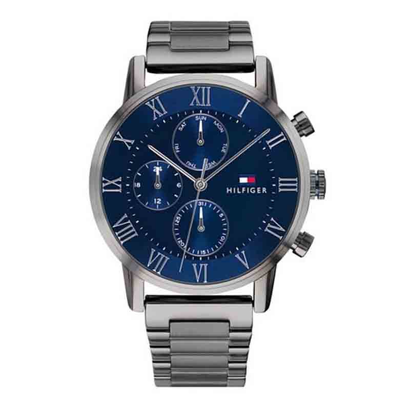 Tommy Hilfiger Kane Quartz Blue Dial Black Steel Strap Watch for Men - 1791456