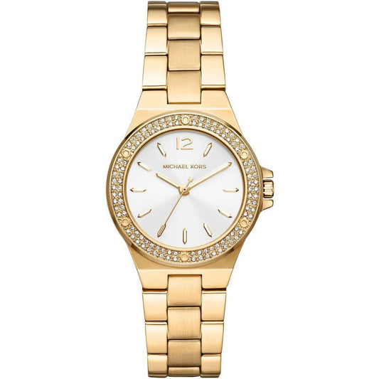 Michael Kors Lennox Three-Hand Silver Dial Gold Steel Strap Watch For Women - MK7278