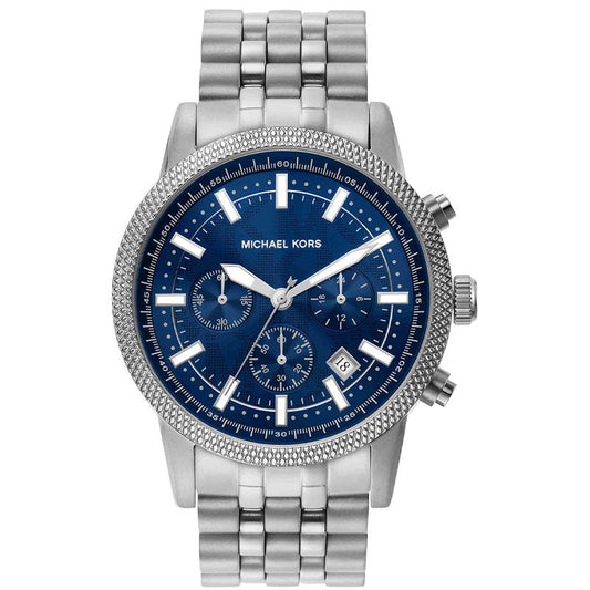 Michael Kors Hutton Chronograph Blue Dial Blue Steel Strap Watch For Men - MK8952