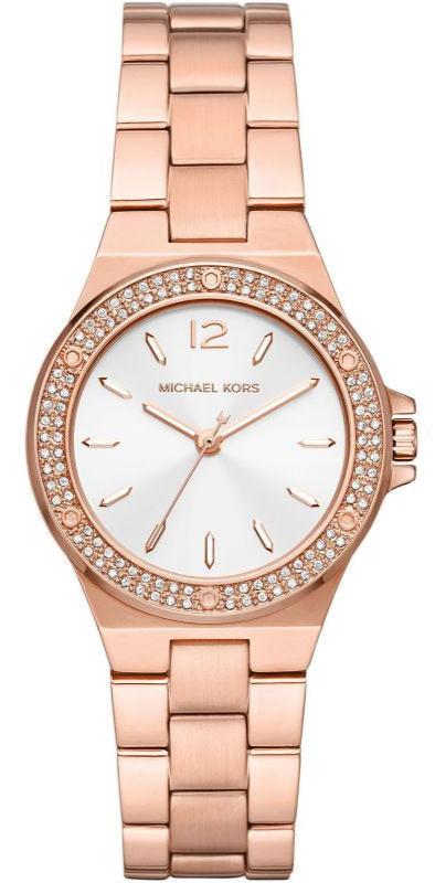 Michael Kors Lennox Three Hand Silver Dial Rose Gold Steel Strap Watch For Women - MK7279