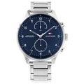 Tommy Hilfiger Chase Multifunction Blue Dial Silver Steel Strap Watch for Men - 1791575