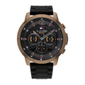 Tommy Hilfiger Luca Chronograph Black Dial Black Rubber Strap Watch For Men - 1710491