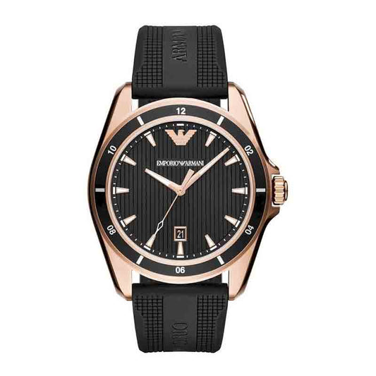 Emporio Armani Sport Quartz Black Dial Black Rubber Strap Watch For Men - AR11101