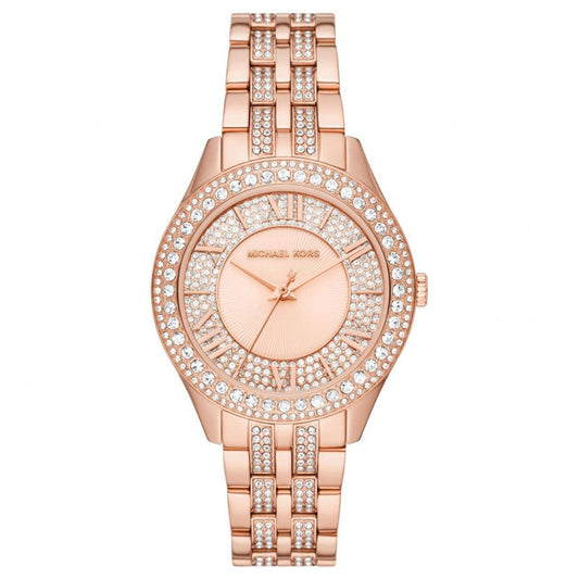 Michael Kors Harlowe Rose Gold Dial Rose Gold Steel Strap Watch For Women - MK4710