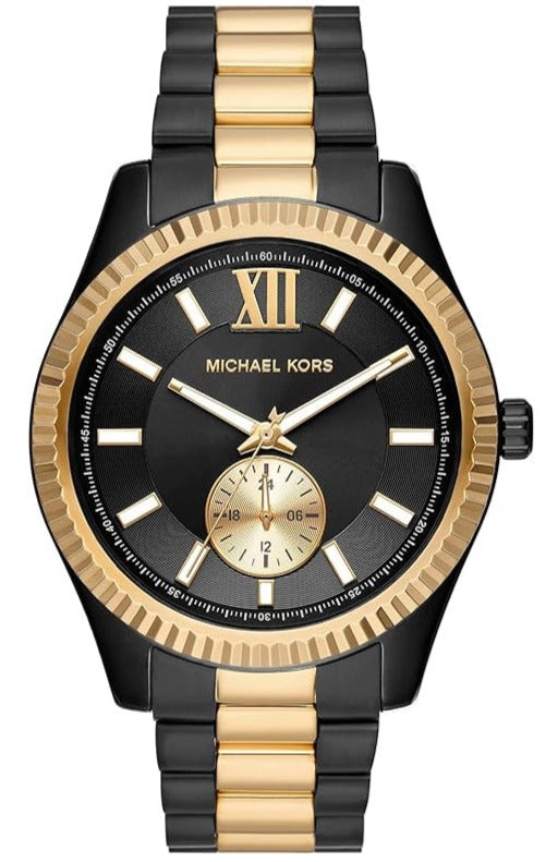 Michael Kors Lexington Quartz Black Dial Two Tone Steel Strap Watch For Men - MK8948