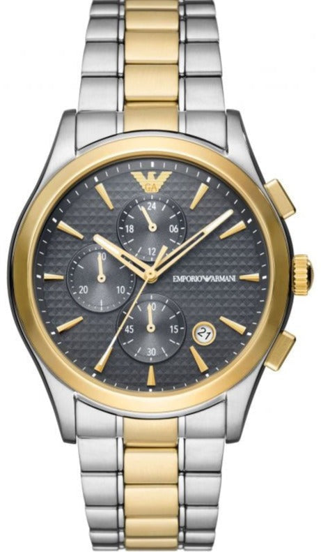 Emporio Armani Paolo Chronograph Grey Dial Two Tone Steel Strap Watch For Men - AR11527