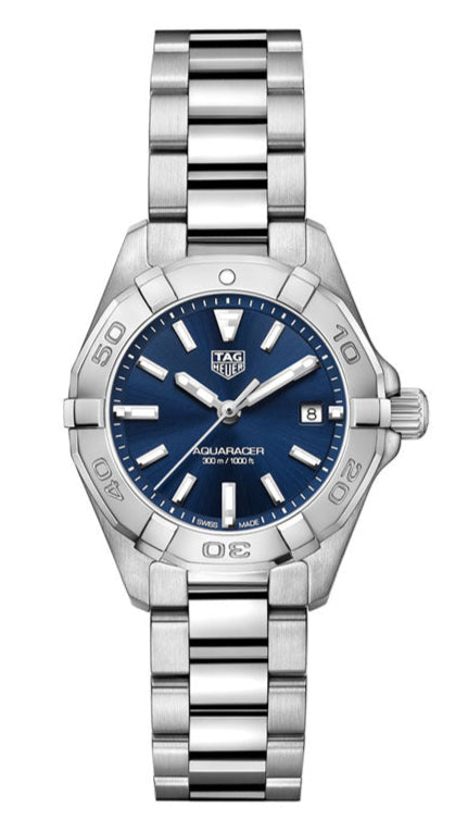 Tag Heuer Aquaracer Blue Dial Silver Steel Strap Watch for Women - WBD1412.BA0741