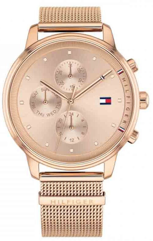 Tommy Hilfiger Blake Chronograph Rose Gold Dial Rose Gold Mesh Bracelet Watch For Women - 1781907