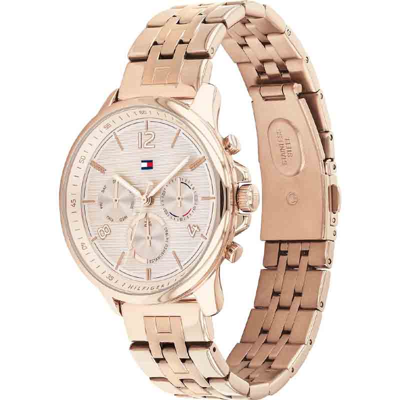 Tommy Hilfiger Harper Chronograph Quartz Rose Gold Dial Rose Gold Steel Strap Watch For Women - 1782224