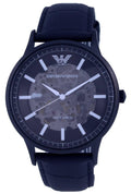 Emporio Armani Meccanico Automatic Black Dial Black Leather Strap Watch For Men - AR60042