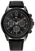 Tommy Hilfiger Lars Chronograph Black Dial Black Leather Strap Watch For Men - 1792062