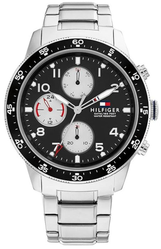 Tommy Hilfiger Jimmy Multifunction Black Dial Silver Steel Strap Watch For Men  - 1791950